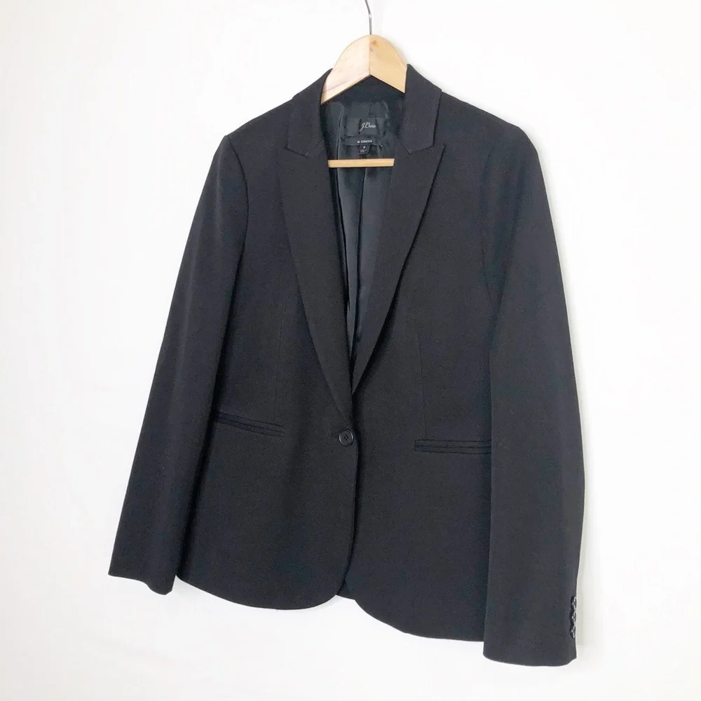 J.Crew BI Stretch black, one button closure blazer